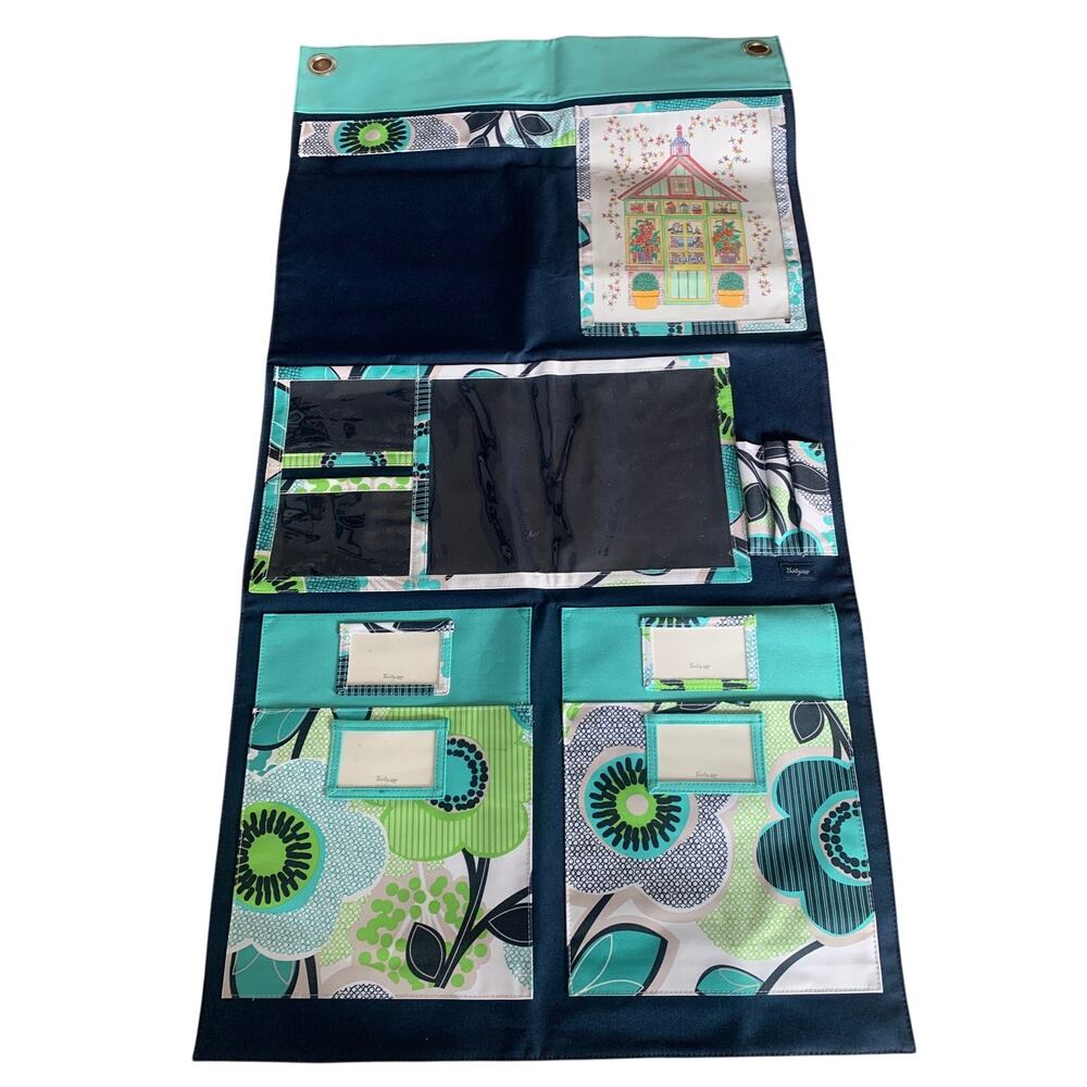 Thirty-One Hang-Up Pocket Organizer Home Dorm Wall Navy Teal Large 41.5"x22.5"